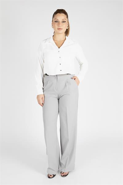 Kadın Crop Gömlek Ekru