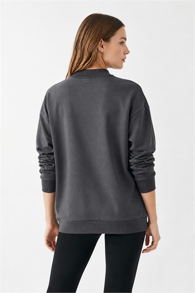 Kadın İki İp Yarım Balıkçı Tunik Sweat Füme