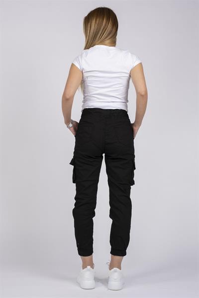 Kadın Kargo Cep Pantolon Siyah