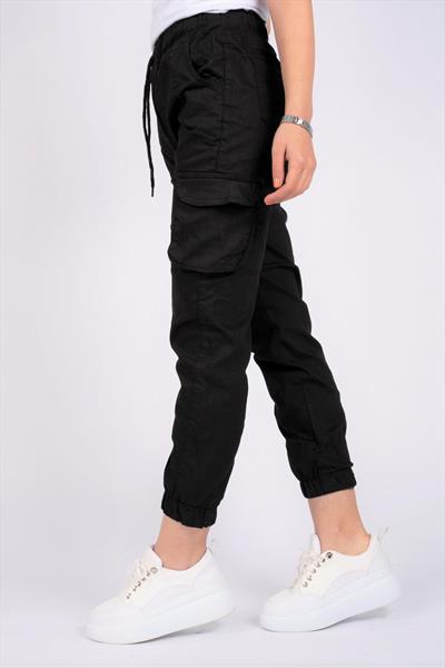 Kadın Kargo Cep Pantolon Siyah