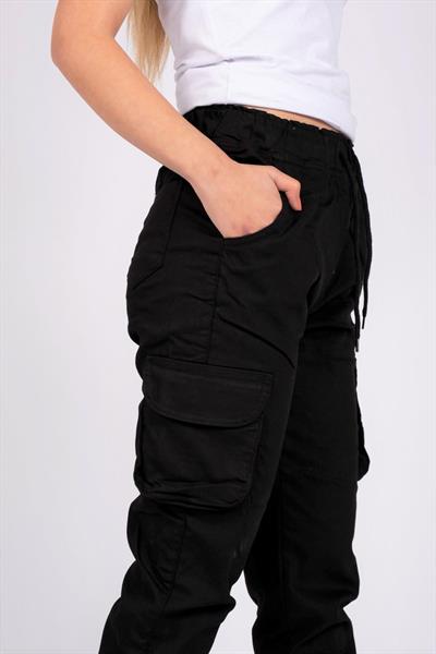 Kadın Kargo Cep Pantolon Siyah