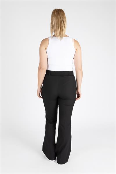 Kadın Kemerli İspanyol Paça Pantolon Siyah 