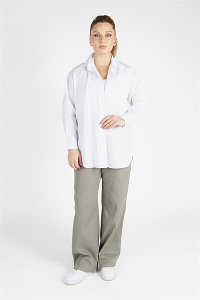Kadın Oversize Gömlek Beyaz