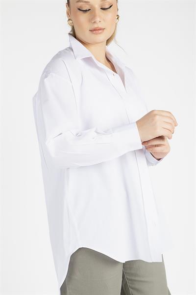 Kadın Oversize Gömlek Beyaz