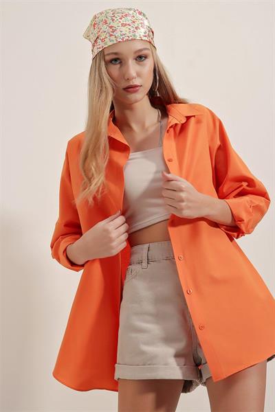 Kadın Oversize Gömlek Turuncu