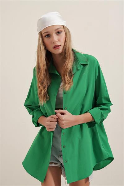 Kadın Oversize Gömlek Yeşil
