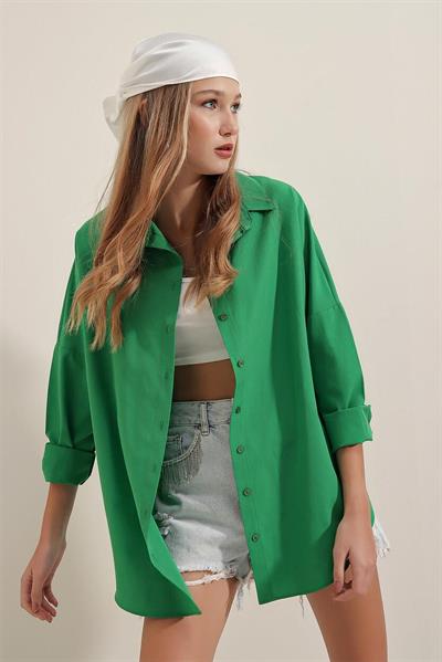 Kadın Oversize Gömlek Yeşil