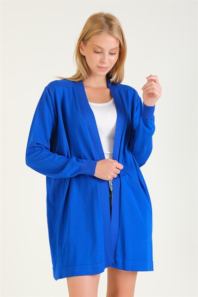 Kadın Oversize Hırka Saks Mavi