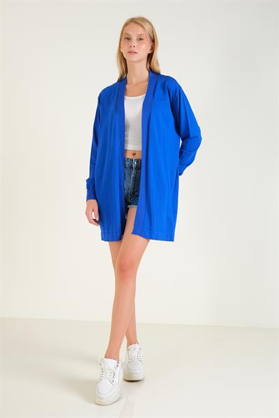 Kadın Oversize Hırka Saks Mavi