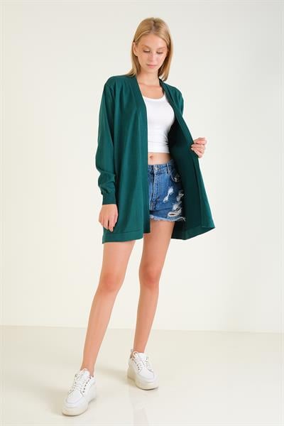 Kadın Oversize Hırka Zümrüt