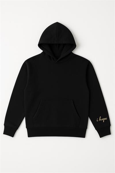 Kadın Üç İp Şardonlu Beren Kapüşonlu Sweat Siyah