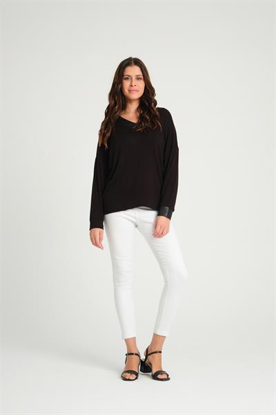 Kadın V Yaka Oversize Bluz Siyah