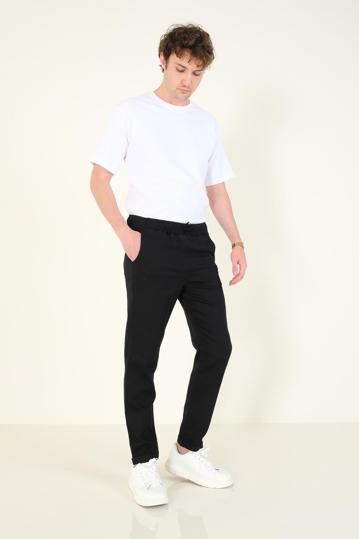 Erkek Duble Paça Jogger Pantolon Siyah