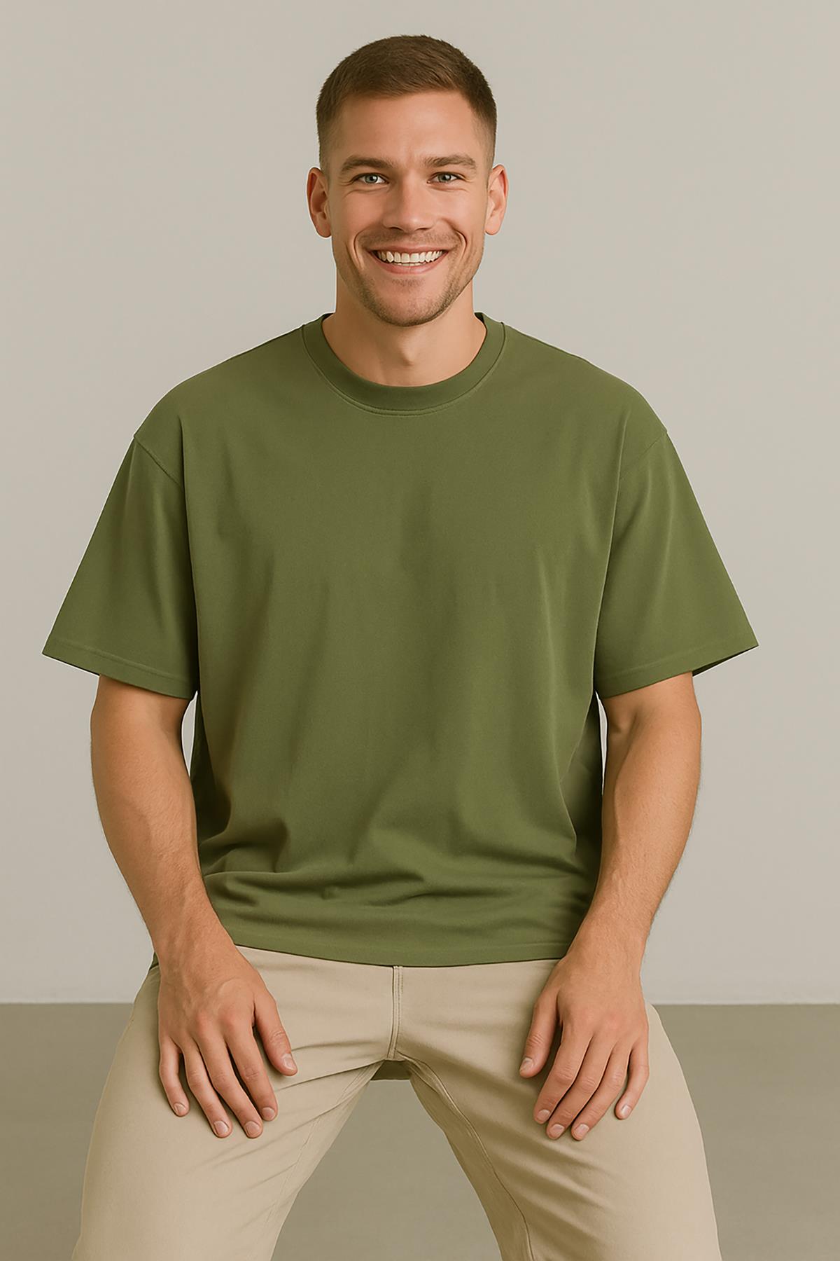Erkek Kısakol Bisiklet Yaka Tshirt Yeşil