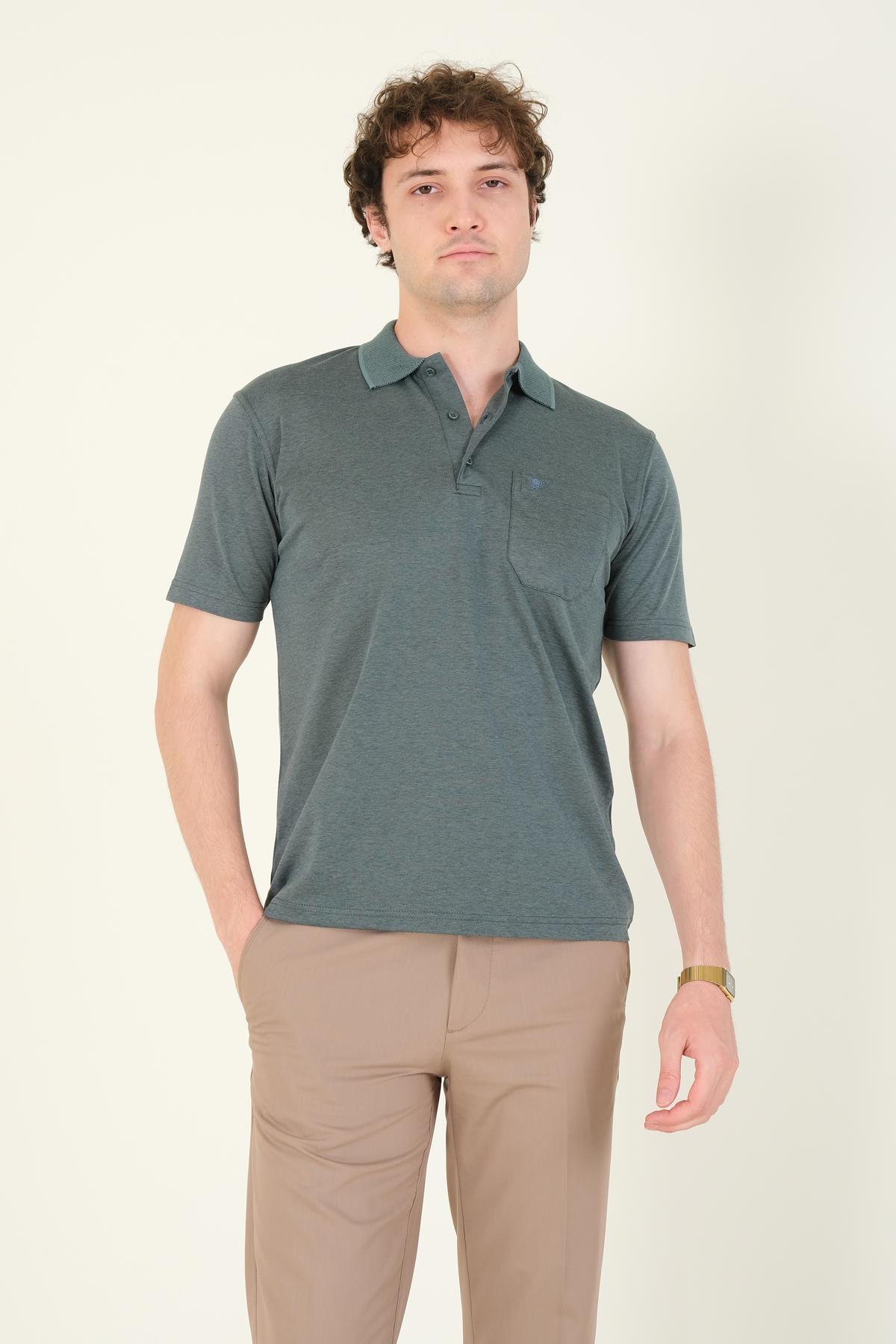 Erkek Polo Yaka Cepli T-Shirt Yeşil
