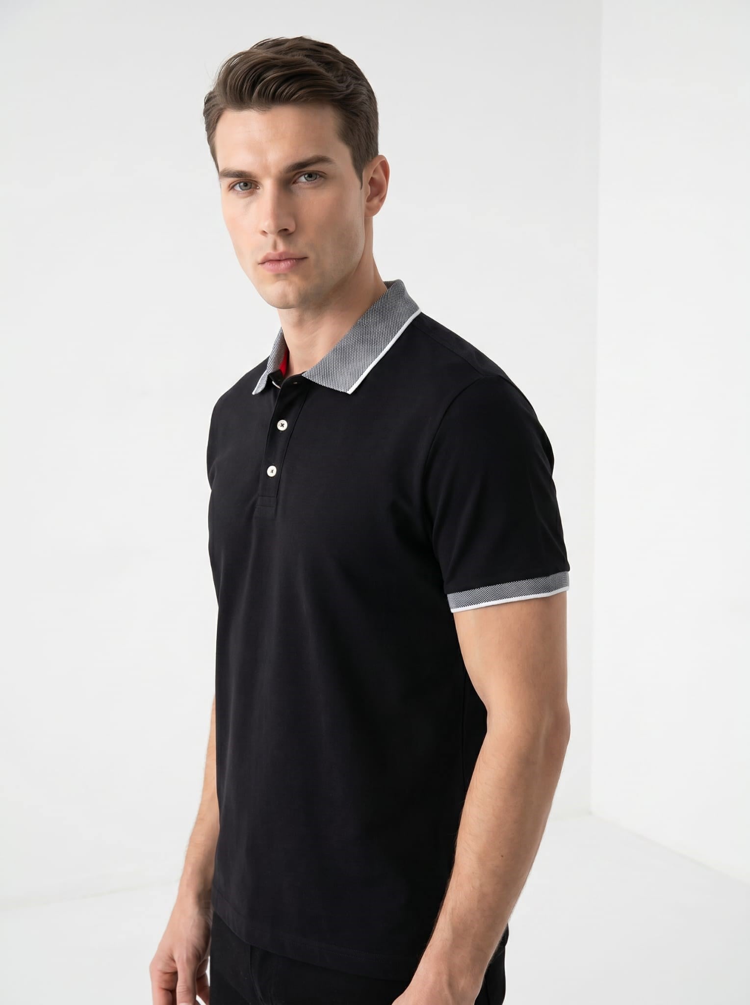 Erkek Polo Yaka Kısa Kol Tshirt Siyah