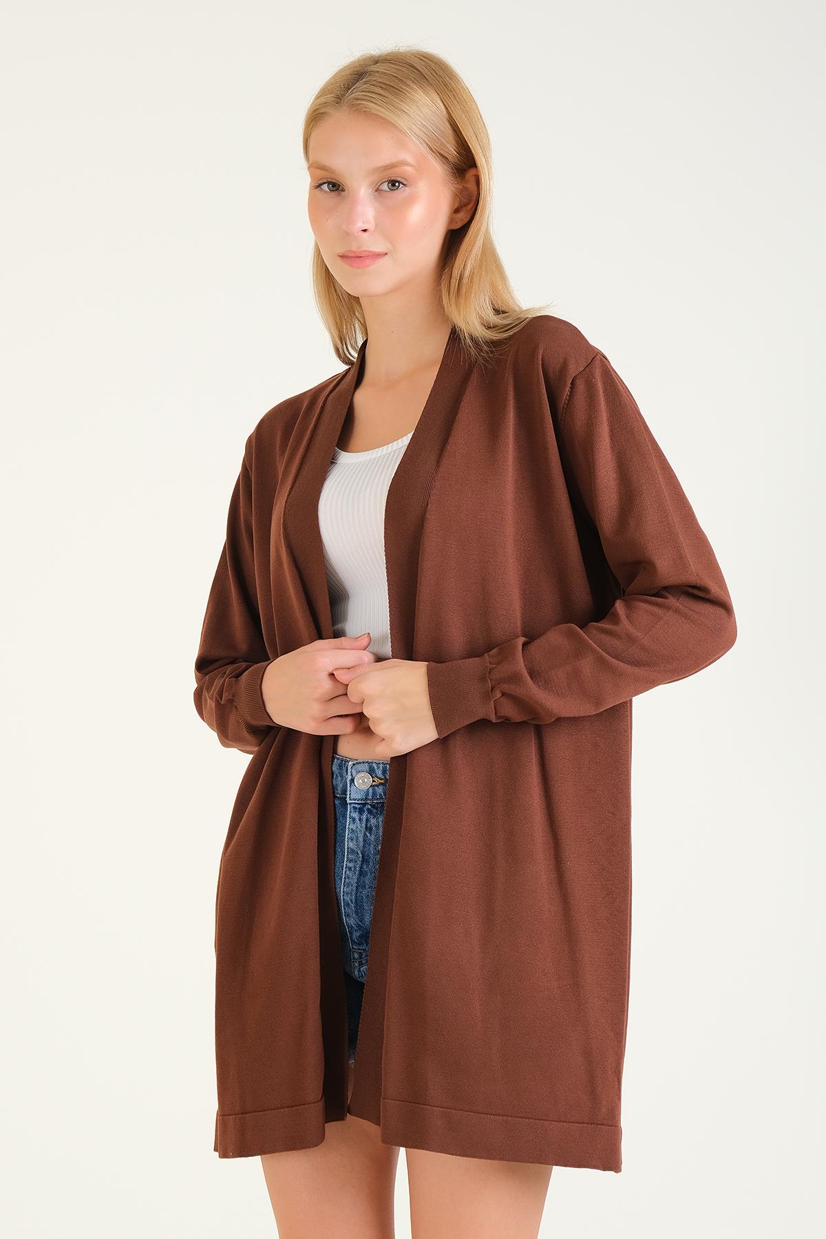 Kadın Oversize Hırka Kahverengi