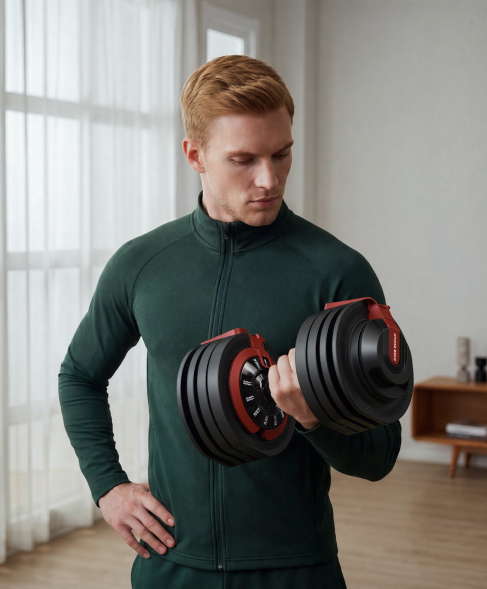 Dambıl ile Biceps Antrenmanı Yapan Erkek