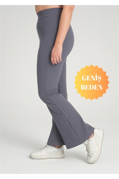 Curve Büyük Beden Fitilli İspanyol Paça Yüksek Bel Toparlayıcı Antrasit Tayt