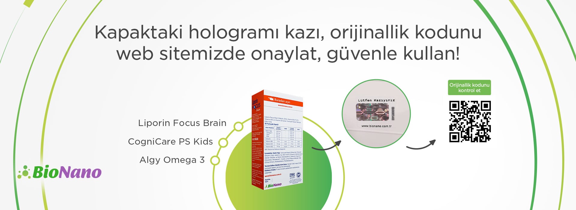 Hologramı kazı, orjinallik kodunu onaylat, güvenle kullan!