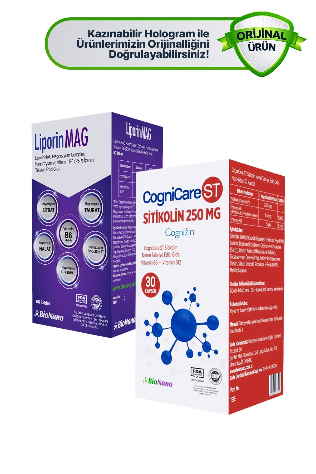  COGNICARE ST ve LİPORİNMAG MAGNEZYUM COMPLEX