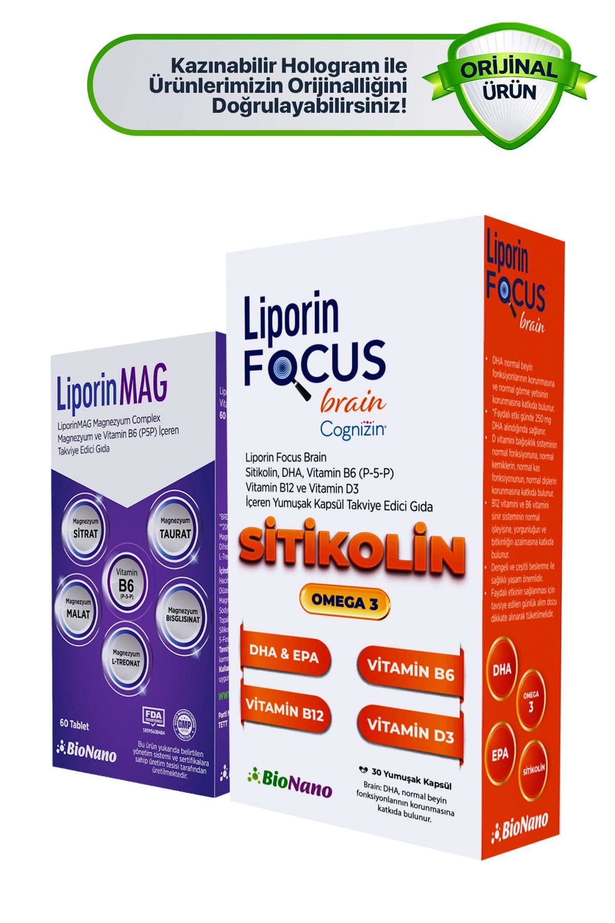 LİPORİN FOCUS BRAİN ve LİPORİNMAG MAGNEZYUM COMPLEX