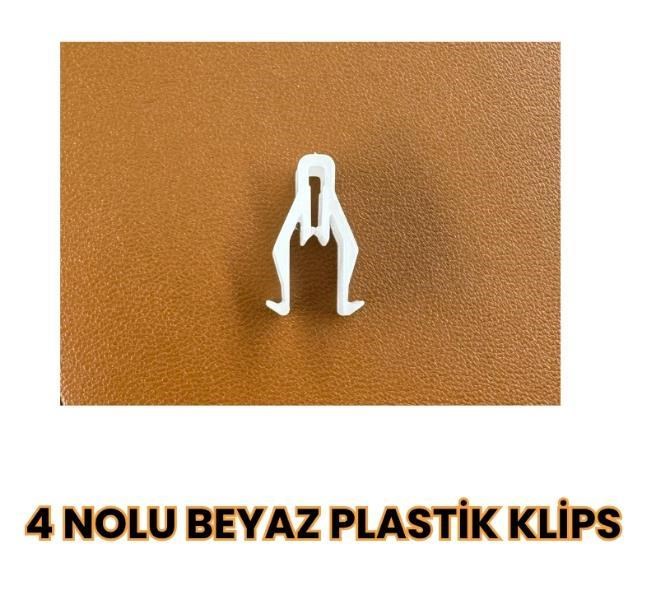 4 Nolu Beyaz Plastik Klips | Universal Sabitleme Klipsi | 100’lü