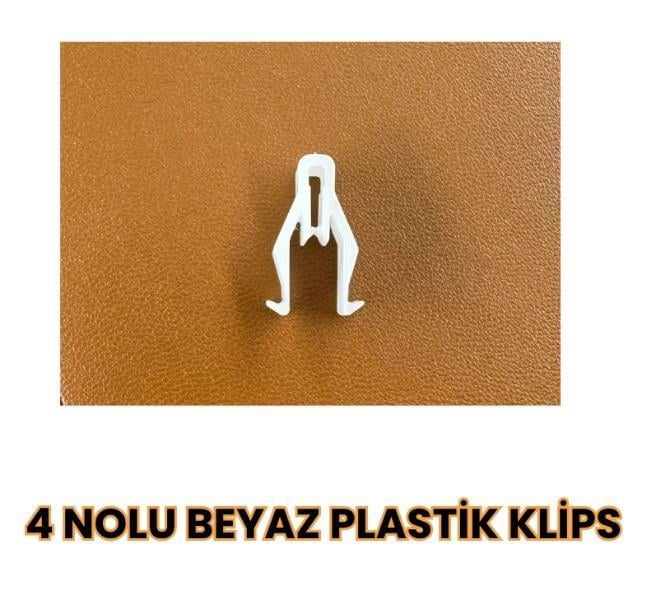 4 Nolu Beyaz Plastik Klips | Universal Sabitleme Klipsi | 100’lü