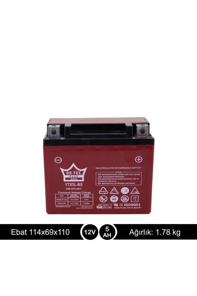 ORTEC AKÜ 12V / 5AH Yatık DIO Motosiklet Aküsü