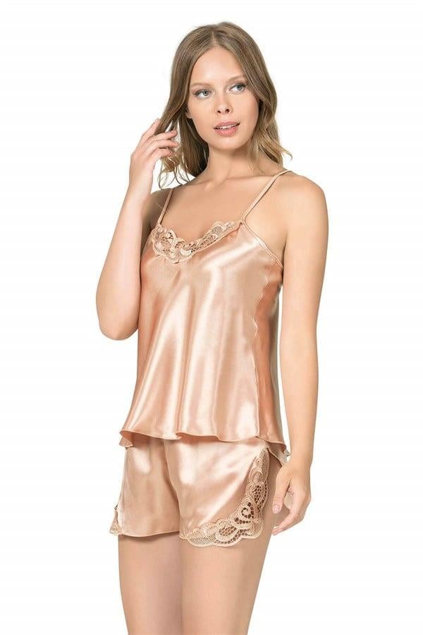 Arias Closet Gold Saten Babydoll Şort Takımı