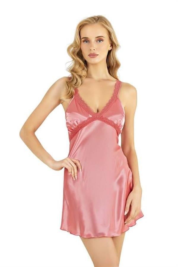 Arias Closet Mercan Kısa Saten Gecelik 8226