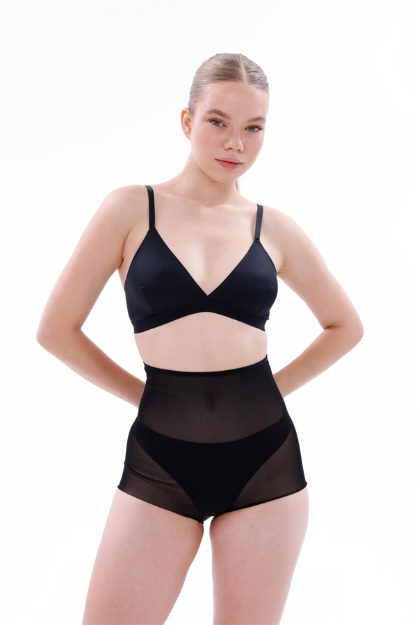 Arias Closet Siyah MI EMAY 2706 Lazer Tül Toparlayıcı Slip Hayalet Külot Korse