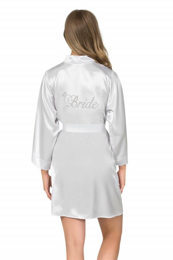 Markano  Ekru Kısa Saten Bride Sabahlık