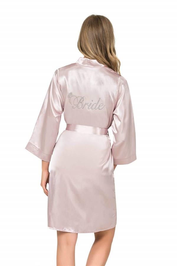 Markano  Pudra Kısa Saten Bride Sabahlık