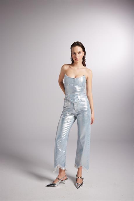 Markano Glossy Jean Pantolon Mavi