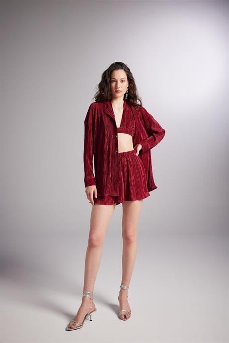 Comfy Oversize Gömlek Bordo