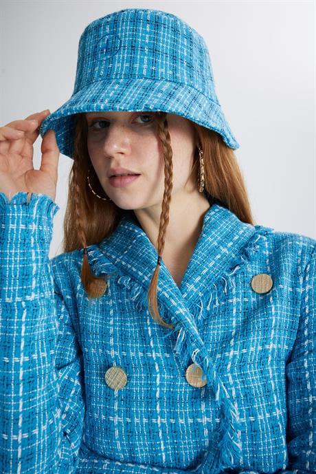 Markano Tweed Bucket Şapka Mavi