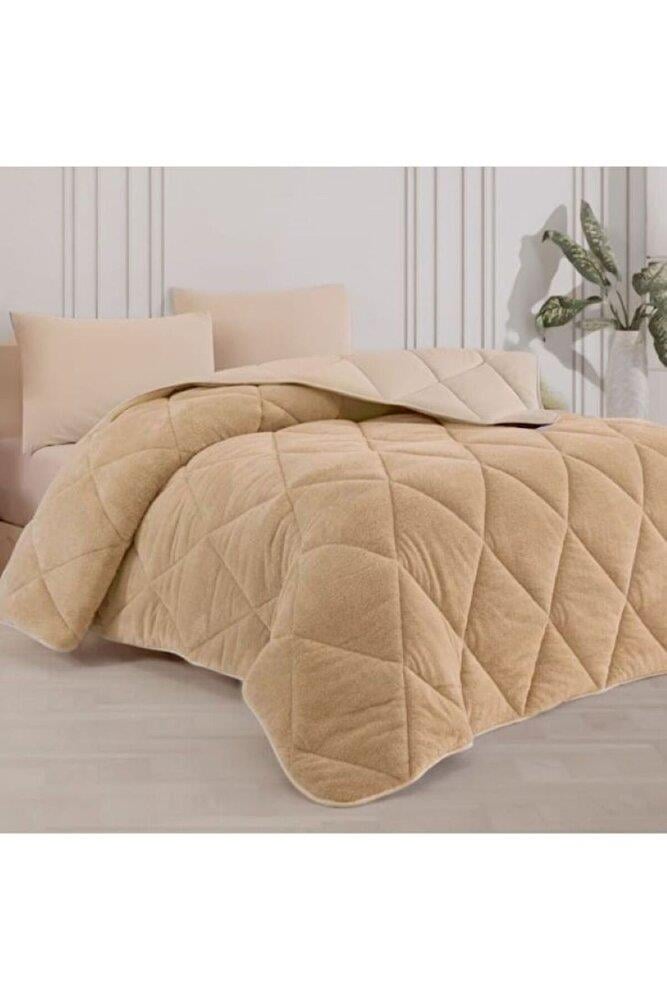 ÇİFT KİŞİLİK ÇİFT TARAFLI 195x215 LÜX WELSOFT YORGAN KAHVERENGİ