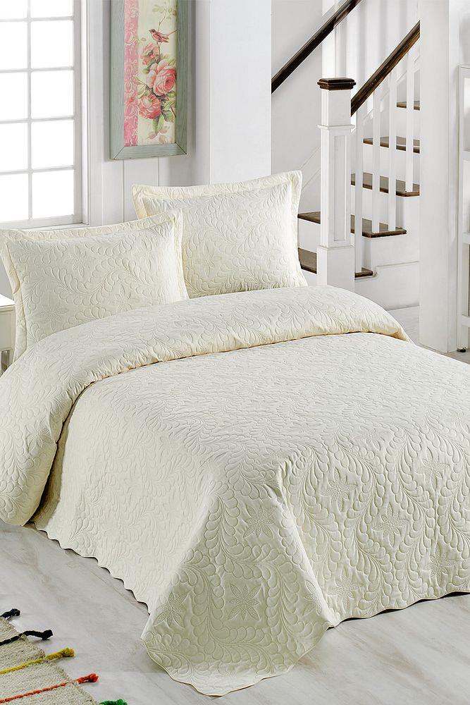 Ivy Krem Çift Kişilik Microfiber Kapitone Yatak Örtüsü Ekru