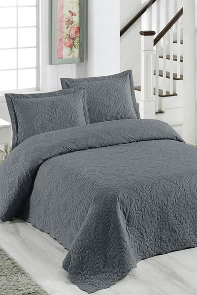 Çift Kişilik Microfiber Kapitone Yatak Örtüsü Ivy Antrasit