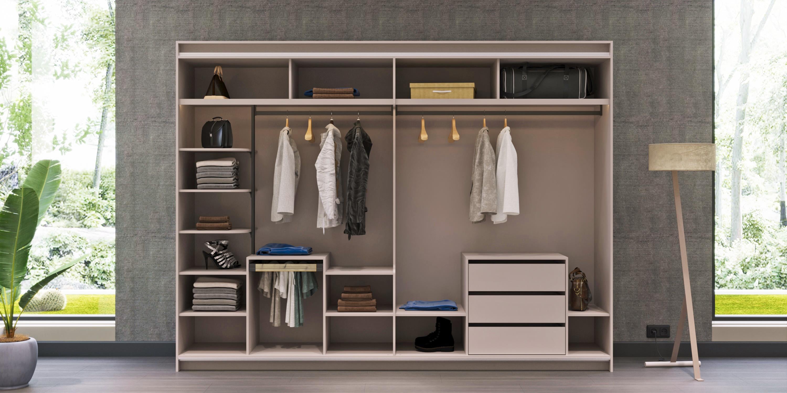 KAŞMİR MODÜLER DOLAP 300CM SÜRGÜLÜ AKORDİYON