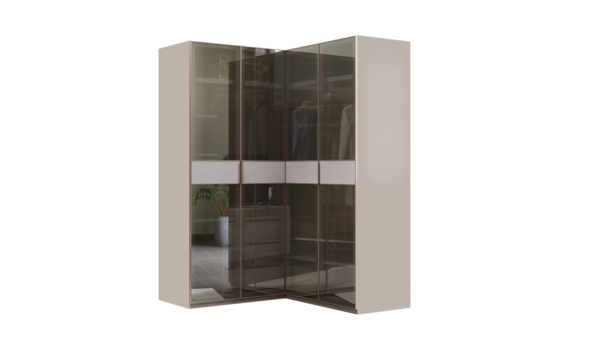 KAŞMİR MODÜLER DOLAP KÖŞE MODÜL AKORDİYON 4 KAPAKLI 