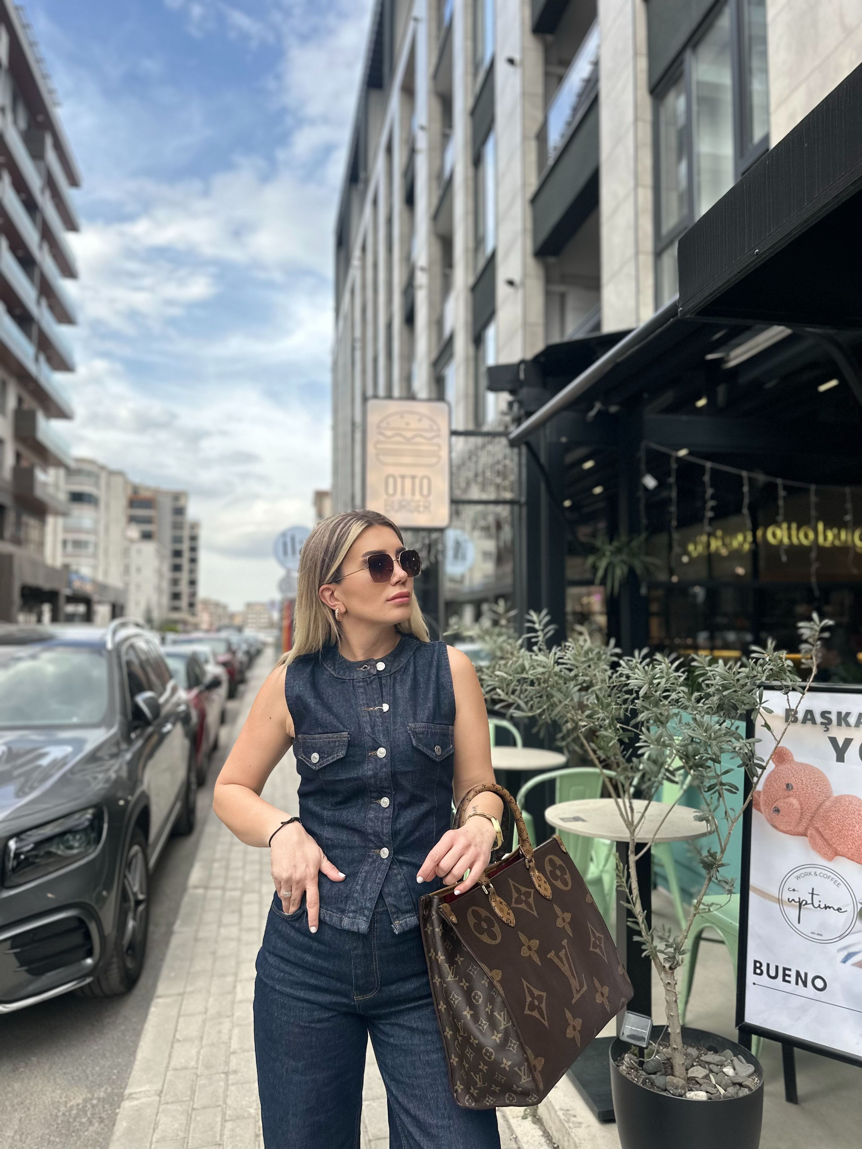 Denim Yelekli Takım