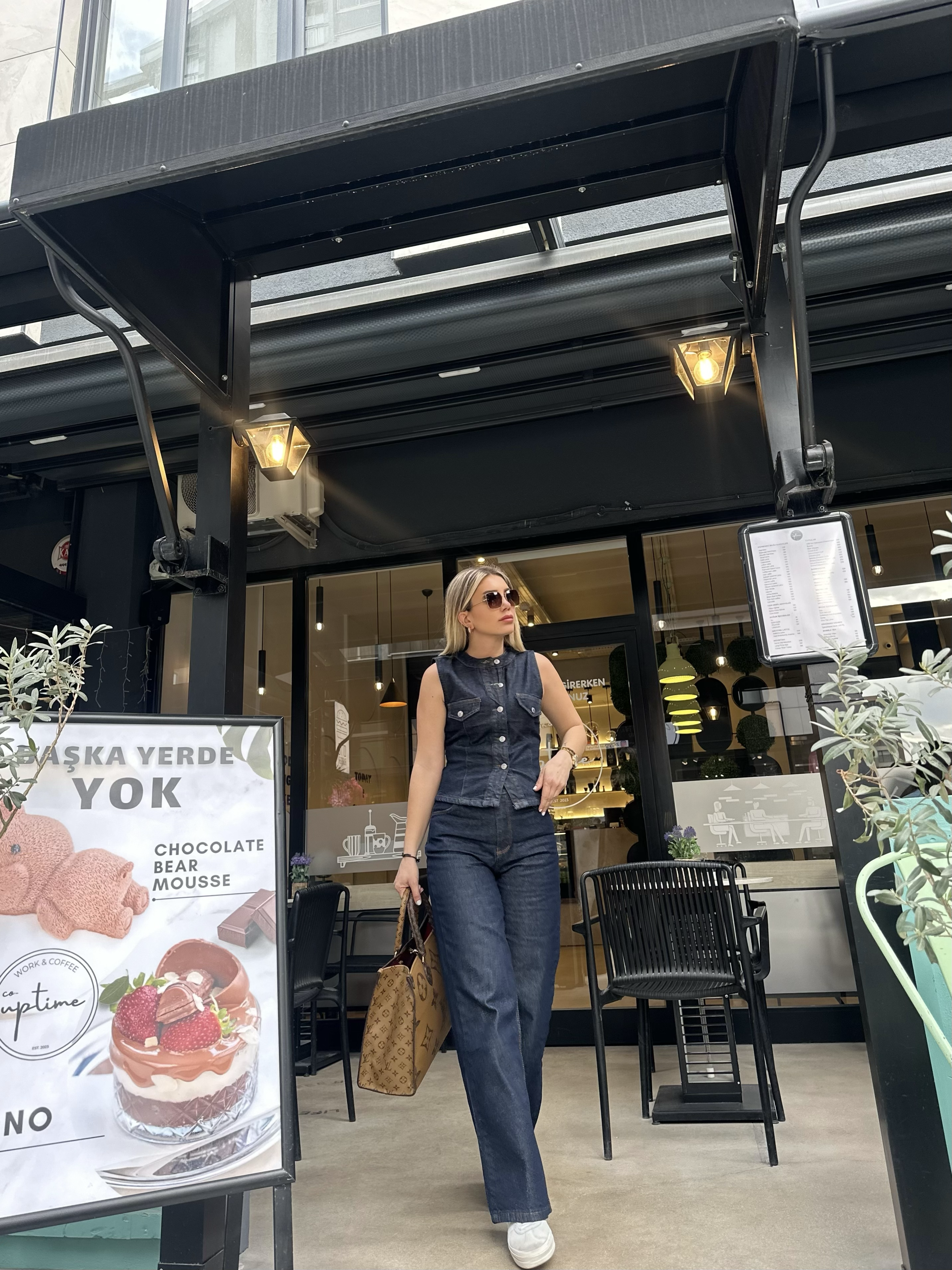 Denim Yelekli Takım