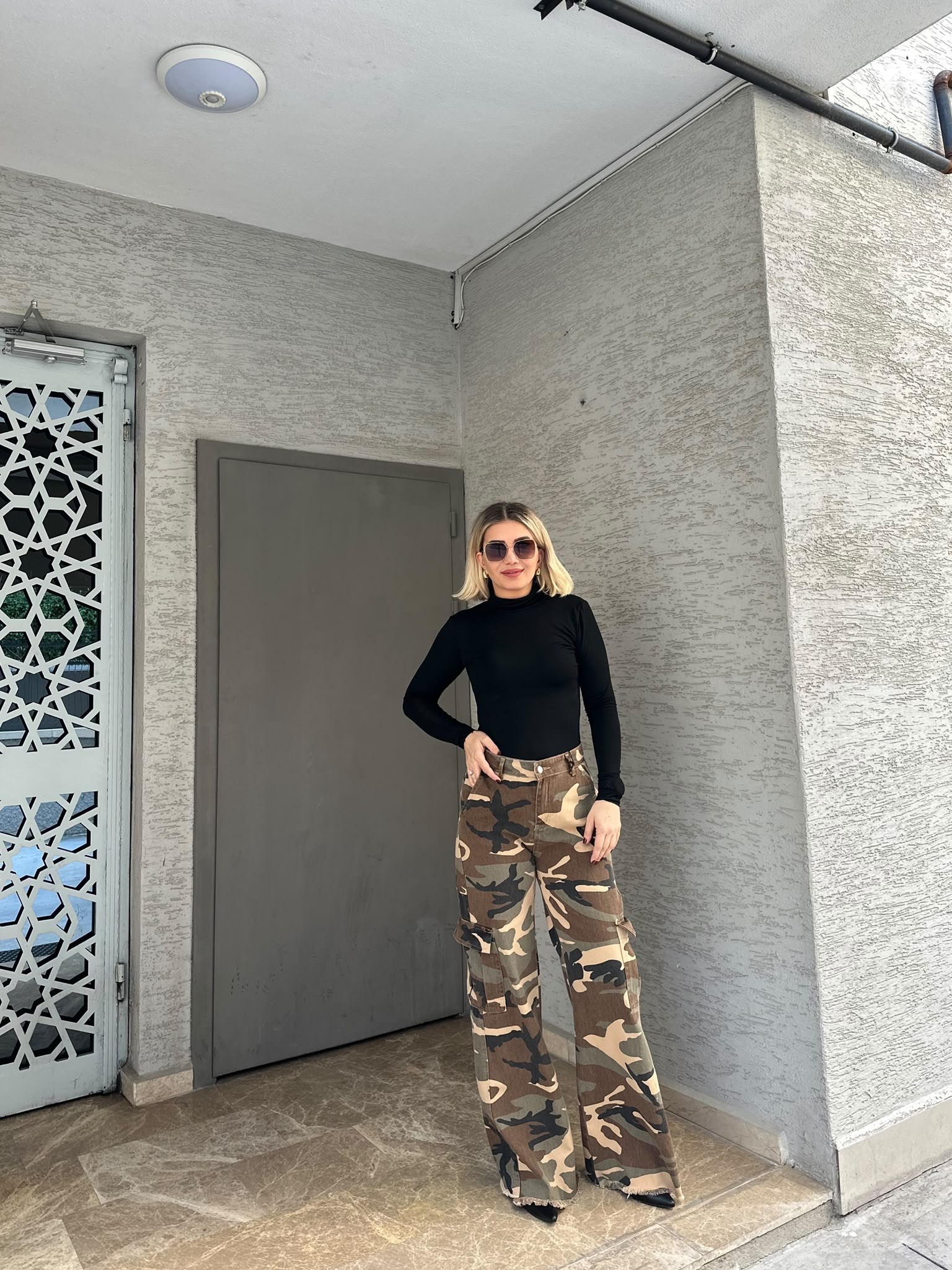 Kamuflaj Palazzo Fit Denim