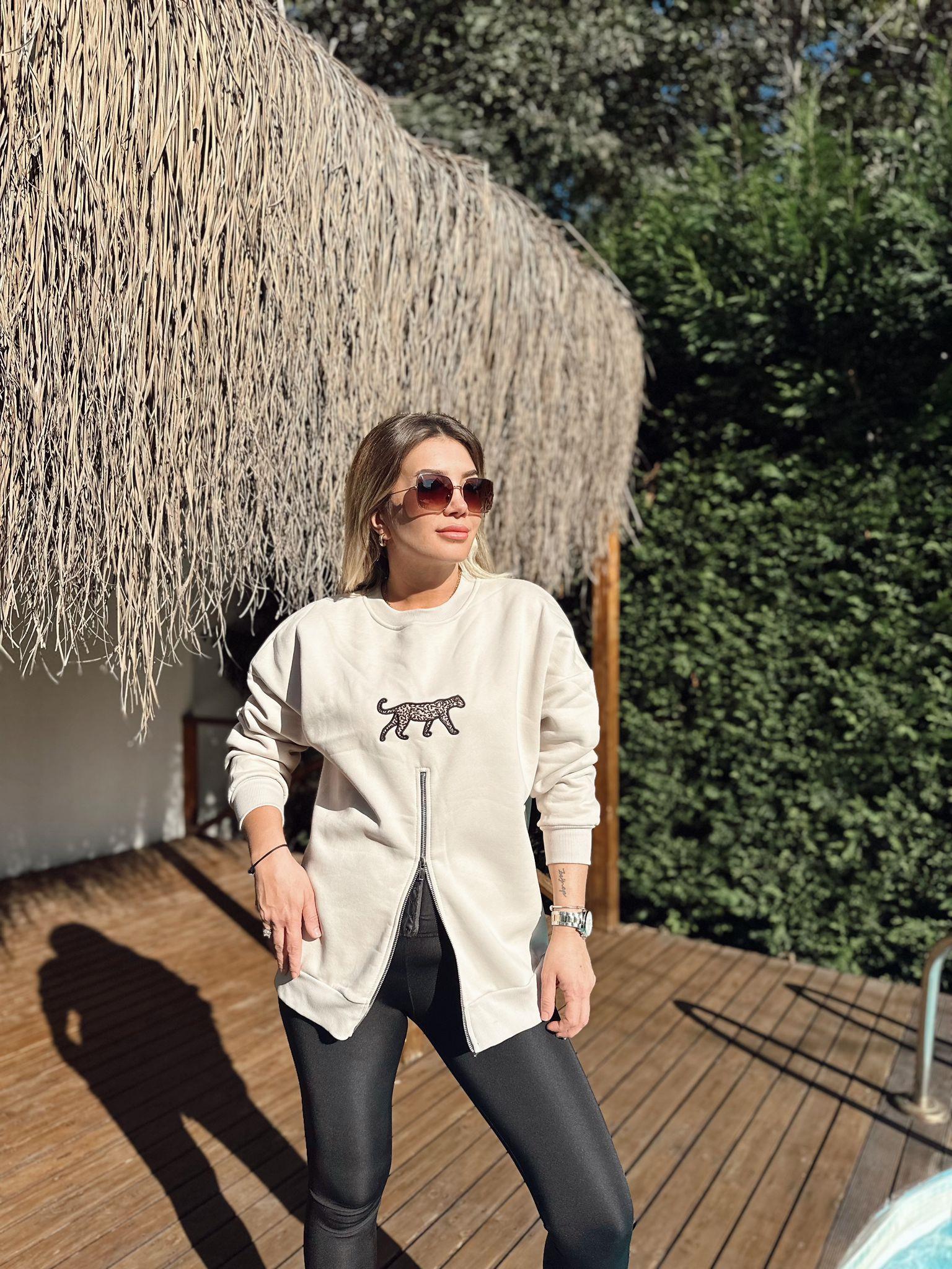 Kaplan Fermuar Detay Sweatshirt