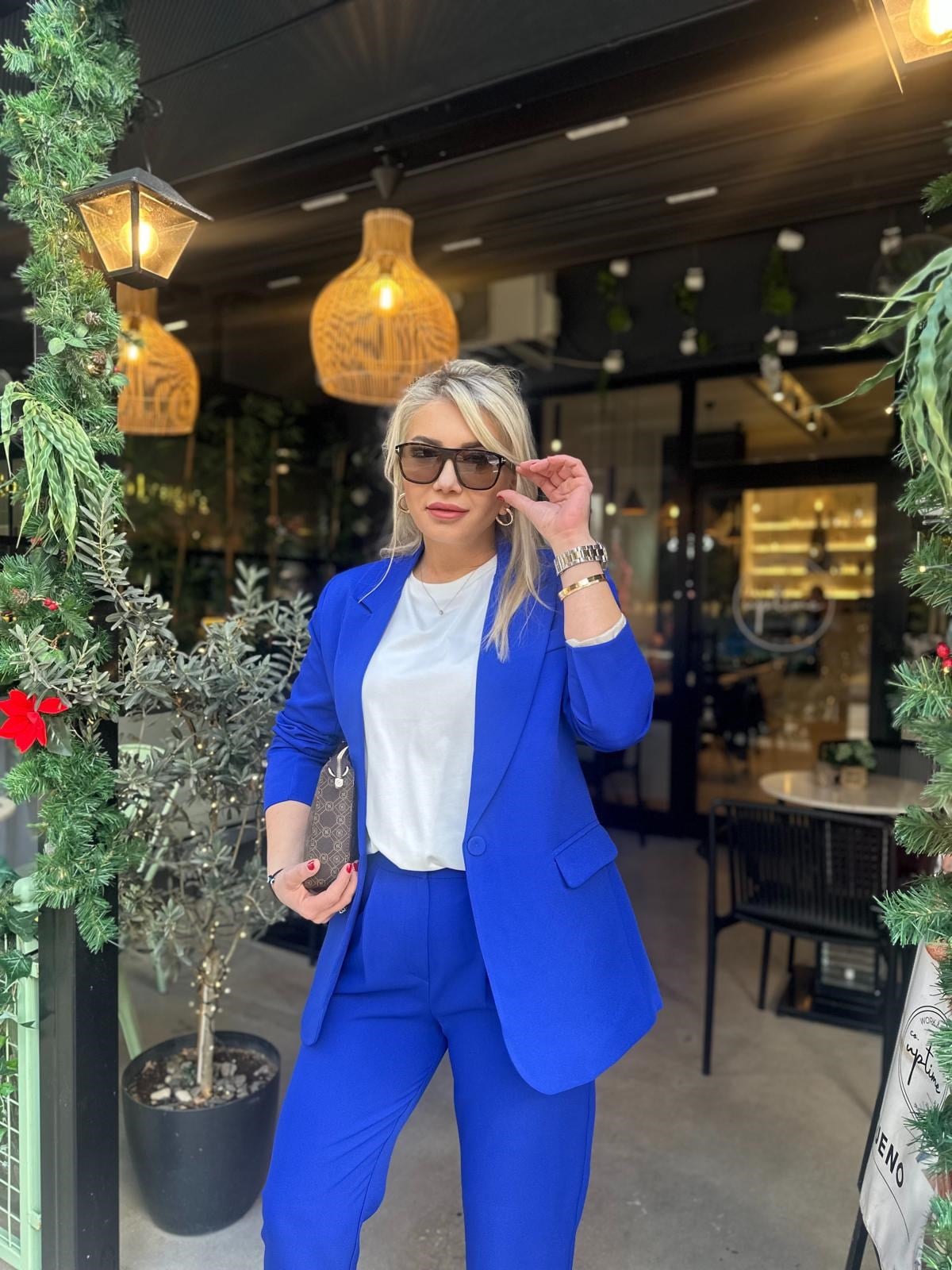 Lacivert Blazer Ceketli Takım
