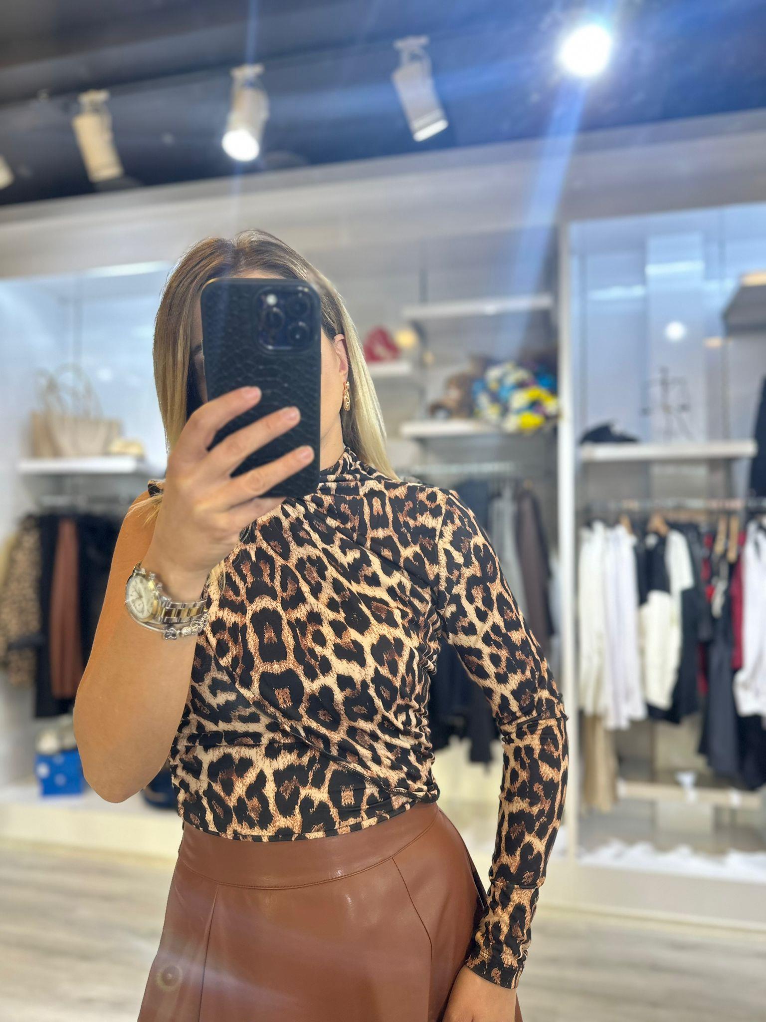 Leopar Tek Kol Bluz