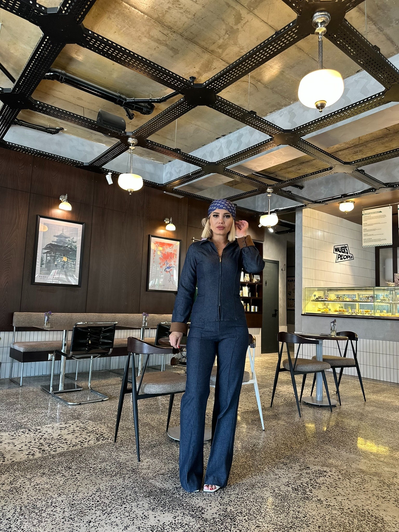 Likralı Denim İspanyol Pantolon 