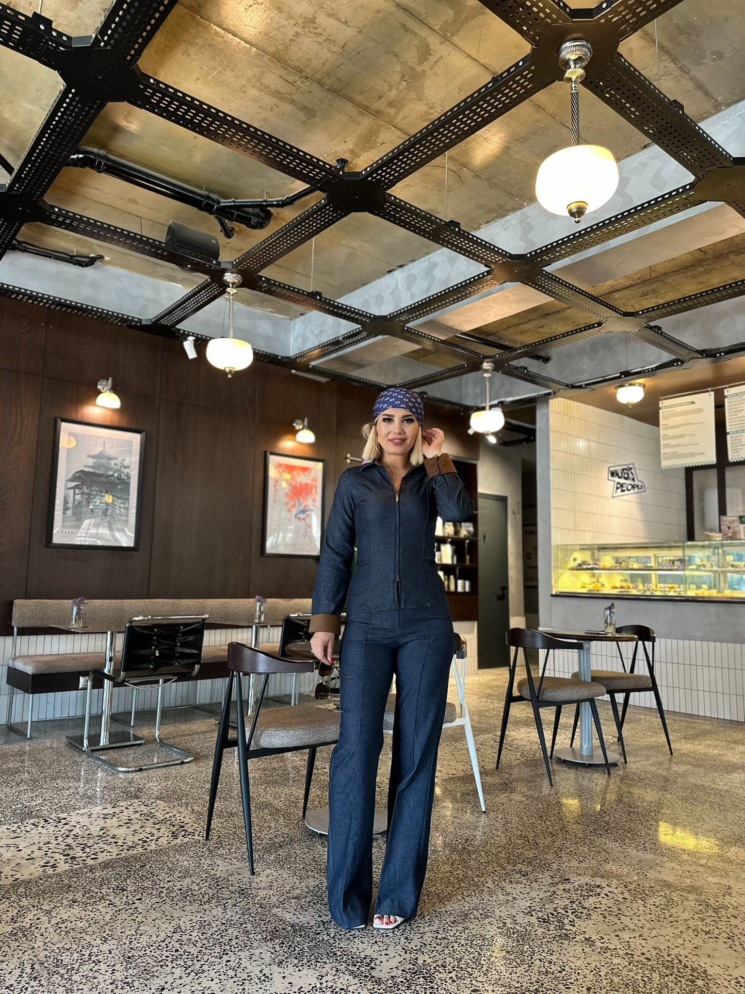 Likralı Denim İspanyol Pantolon 